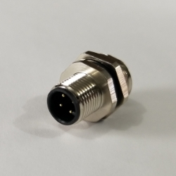 M12 front mount male bulkhead M12-4B-P, M12 4 pin bulkhead male connector, m12 sensor cable connector